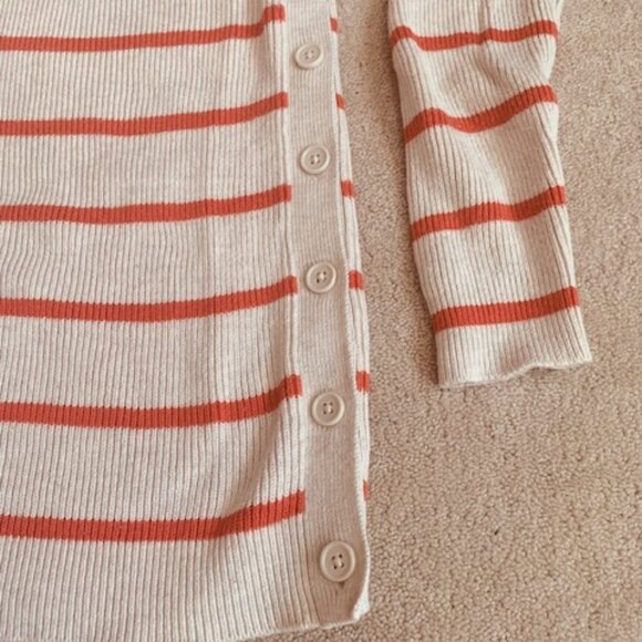 Banana Republic Tunic Sweater Small Striped Cream Coral Cotton Blend - Picture 5 of 9